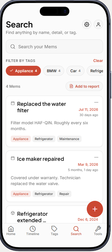 Tagzee Search screen