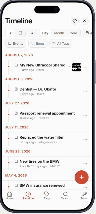 Tagzee Timeline
